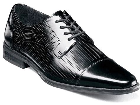 Men's Stacy Adams Kepler Cap Toe Oxford Dress Shoes Leather Black 20204 ...