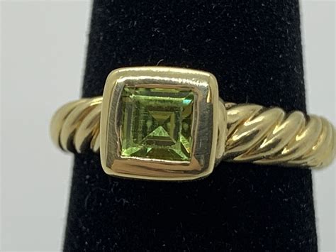 David Yurman 18kt Yellow Gold Cable Peridot Ring | eBay