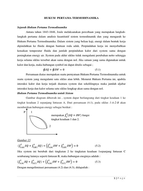 Hukum Termodinamika I Sistem Tertutup Dan Penerapannya