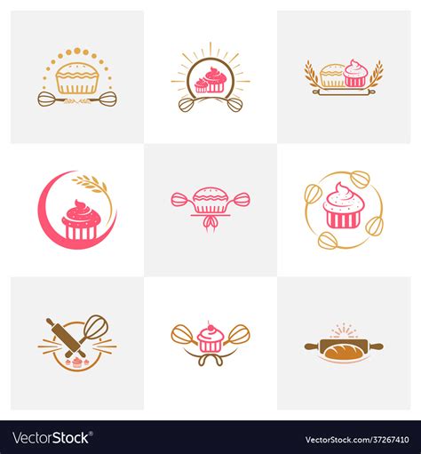 Set bakery logo design creative Royalty Free Vector Image