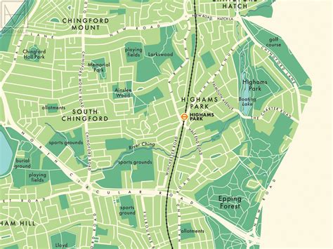 Waltham Forest (London borough) retro map giclee print – Mike Hall Maps & illustration