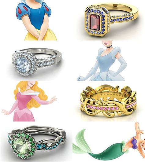 Rings inspired by the Disney Princesses - Part I Snow White, Cinderella, Aurora, and Ariel ...