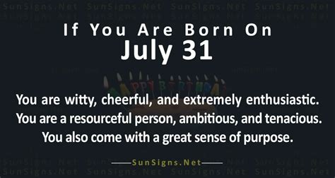 July 31 Zodiac is Leo, Birthdays and Horoscope - SunSigns.Net