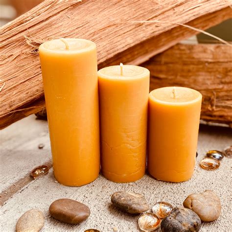 100% Pure Organic Beeswax pillar candles-Set of 3 beeswax pillar candles