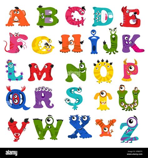 Funny vector monster alphabet for kids. Monster letter character and illustration abc monster ...