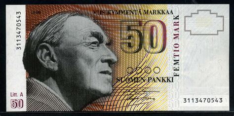 Finland 50 Finnish Markkaa Banknote.