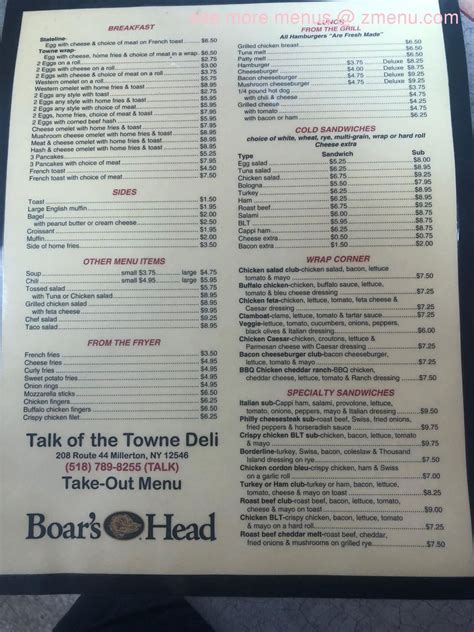 Online Menu of Talk Of The Town Deli Restaurant, Millerton, New York ...