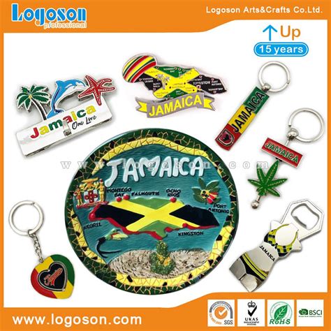 Jamaica Flag Reggae Style Souvenirs Keychains, Plates, Magnets