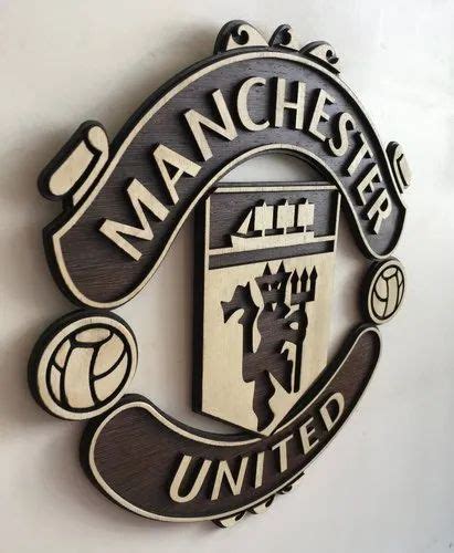 Brown and Beige Manchester United Wall Hanging Wooden Logo, For Home/Decor/Gifting, Size: 12 X ...