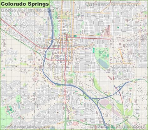 Large detailed map of Colorado Springs - Ontheworldmap.com