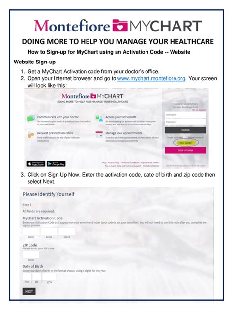 Fillable Online How to Sign-up for MyChart using an Activation Code Fax ...