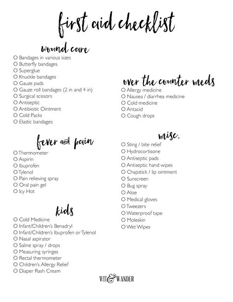 Free Printable First Aid Kit Checklist - Our Handcrafted Life