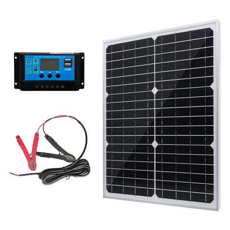 Buy 20W 12V Solar Panel Battery Charger Kit 20 Watt 12 Volt Monocrystalline PV Module for Car RV ...