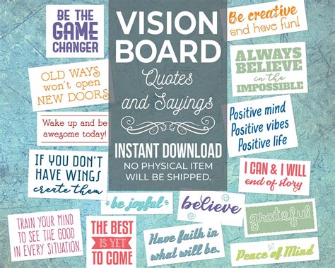 Vision Board Quotes/sayings INSTANT DOWNLOAD Scrapbooking Inspirational ...