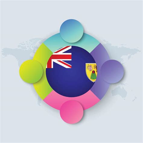 Turks and Caicos Islands Flag with Infographic Design isolated on World ...