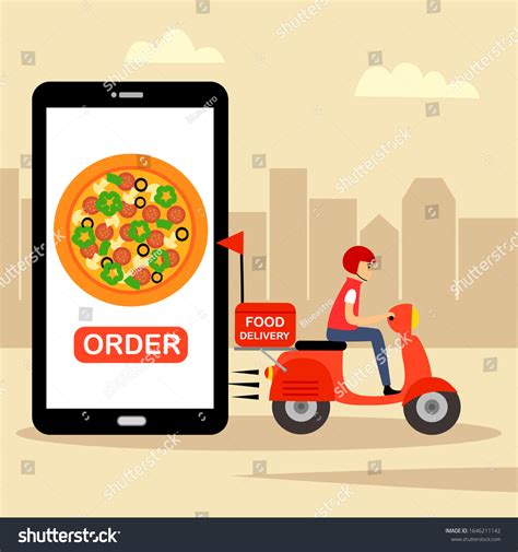 Online Food Order Food Delivery Service Stock Vector (Royalty Free) 1646211142 | Shutterstock