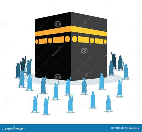 Hajj Pilgrimage Silhouette Walking Around Kabaa Stock Vector - Illustration of hands, pack ...