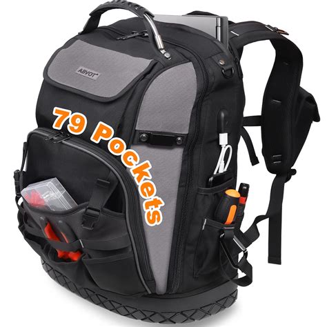 79 Pockets Tool Backpack for Men, HVAC Tool Bag Heavy Duty for Electrician, Laptop, Plumbing ...