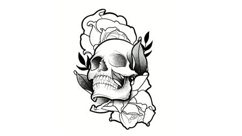 skull flower tattoo creation - YouTube