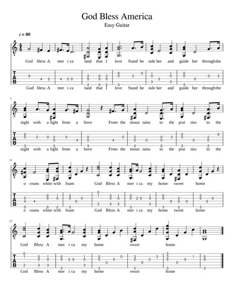 God Bless America Short Fingerstyle Guitar sheet music for Guitar ...