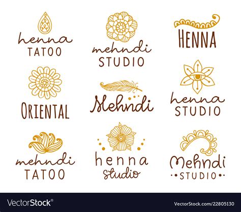 Henna mehndi logo set Royalty Free Vector Image