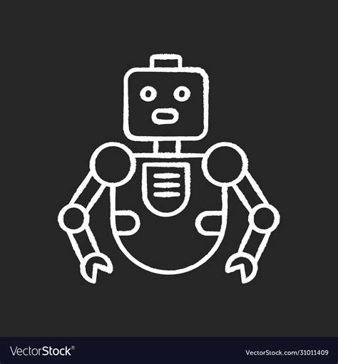 Robot chalk white icon on black background Vector Image