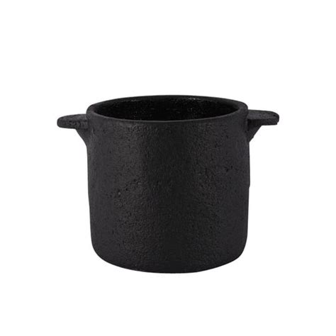 Flat handle cement planter black – green with envy nz