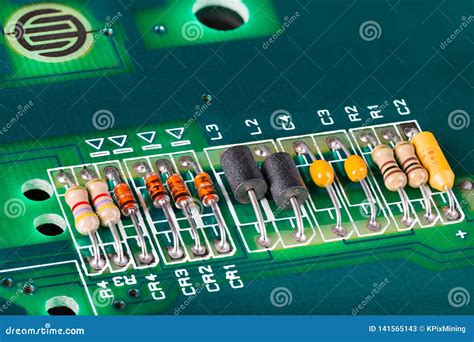 Inductors, Capacitors, Resistors and Diodes on PCB Stock Image - Image of design, dismantled ...