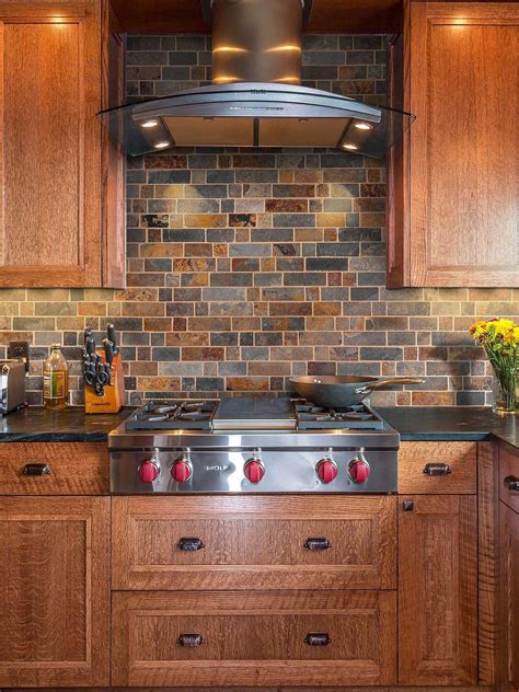 Rusty Brown Slate Mosaic Backsplash Tile For Traditional Kitchen ...