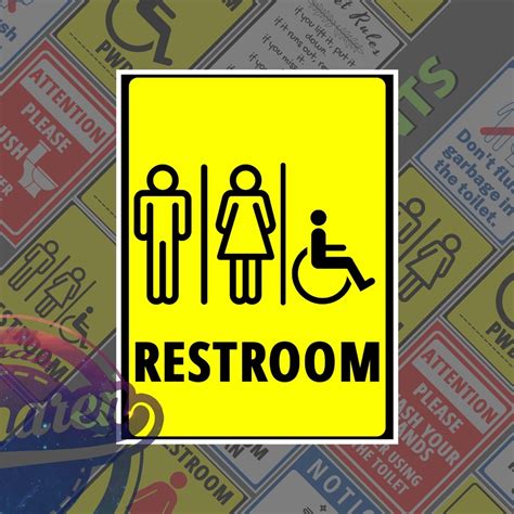 CR Bathroom Toilet Restroom Male Female PWD Self-Adhesive Vinyl Sticker ...