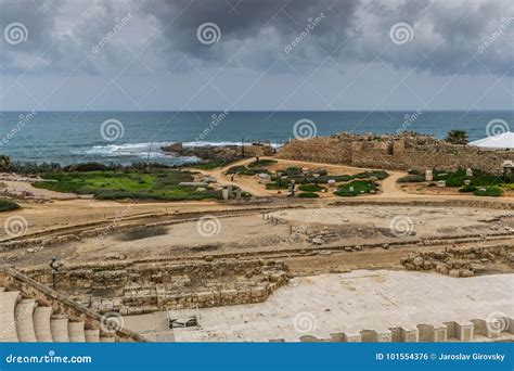 Caesarea Maritima - View from Amphitheater Stock Photo - Image of archeology, history: 101554376