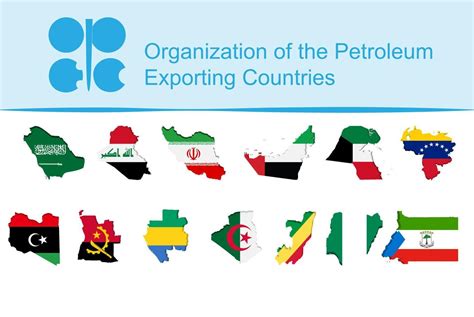 The national flags of the OPEC member countries are located below the ...