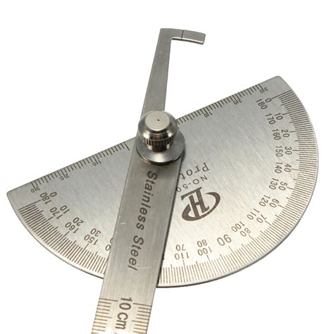 198x53x14mm 0 180 degrees Protractor Stainless Steel Round Head 10cm Ruler Measuring & Gauging ...