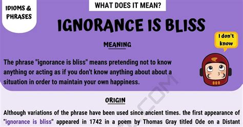 "Ignorance Is Bliss" Meaning with Helpful Conversation Examples • 7ESL