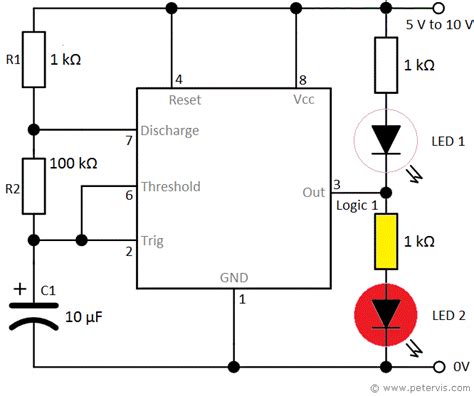 Led Flasher Circuit Using 555 Timer Ic