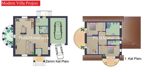 2 Katlı Modern Villa Projesi - Dwg | Pislik Mimar