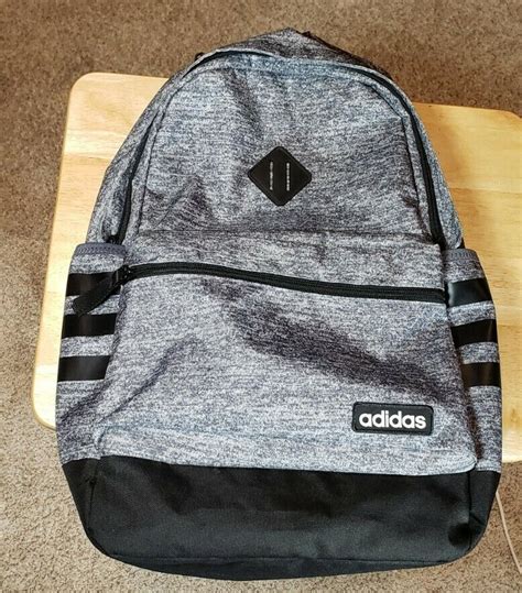 Adidas Backpack Gray Black LAPTOP SCHOOL BAG - Gem