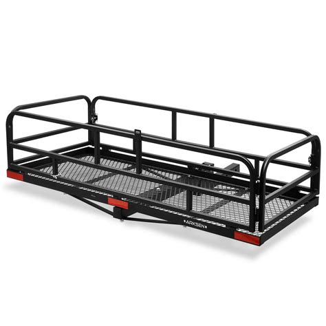 ARKSEN 60"x 24"x 14" Foldable Car Rear High Cargo Rack Carrier Trailer Hitch-Mounted Luggage ...