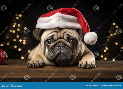 Santa S Little Helper Dog in a Santa Hat Stock Illustration ...