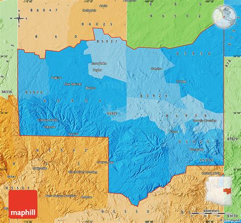 Political Shades Map of ZIP Codes Starting with 859