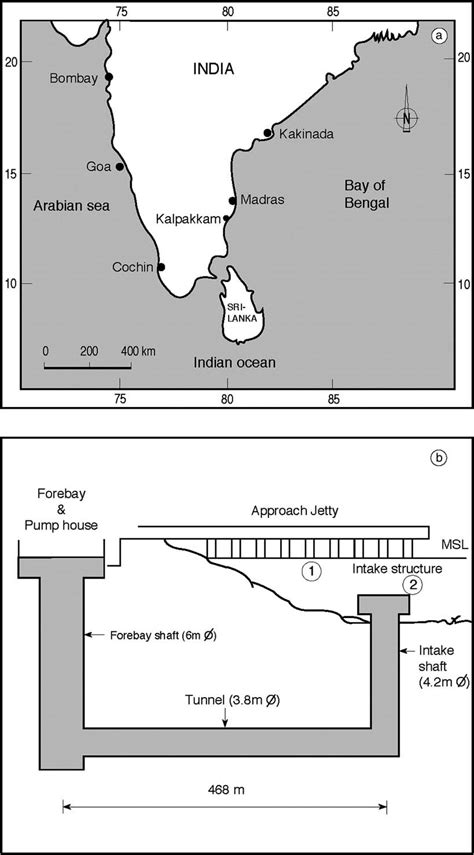 (a) Map showing Kalpakkam, (b) schematic representation of the Madras ...