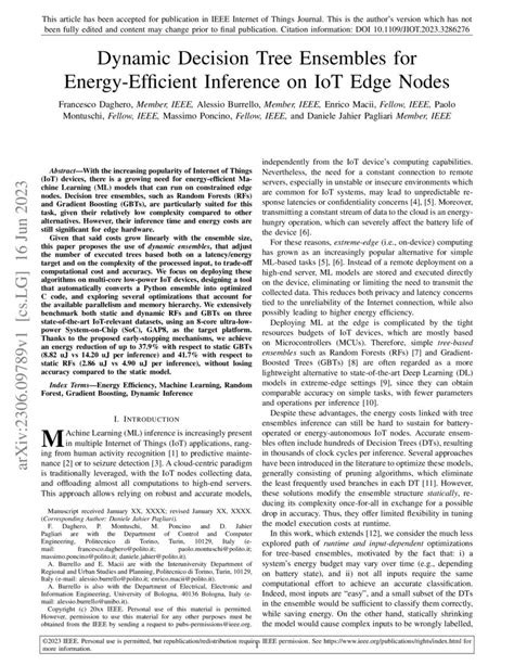 Dynamic Decision Tree Ensembles for Energy-Efficient Inference on IoT ...