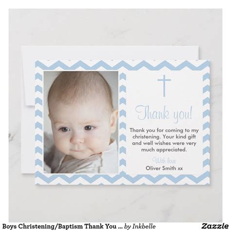 Boys Christening/Baptism Thank You card | Zazzle.com | Baptism thank you cards, Thank you card ...