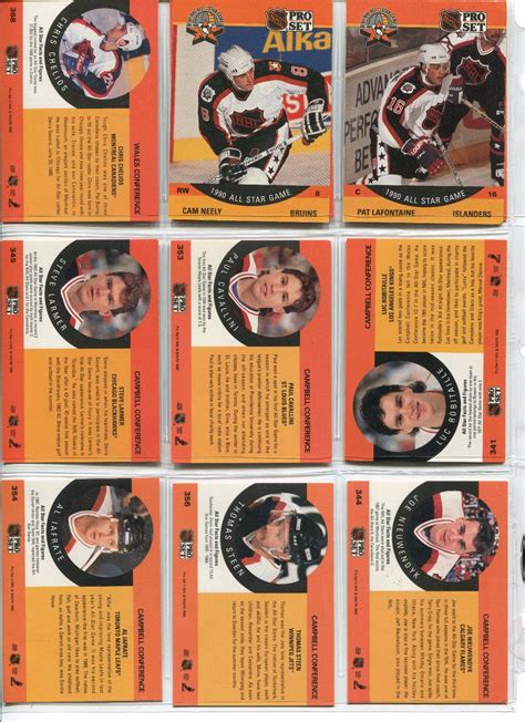 1990 ALL STAR HOCKEY CARDS, 2 SHEETS,( MIKE GARTELL, CHRIS CHELIOS ...