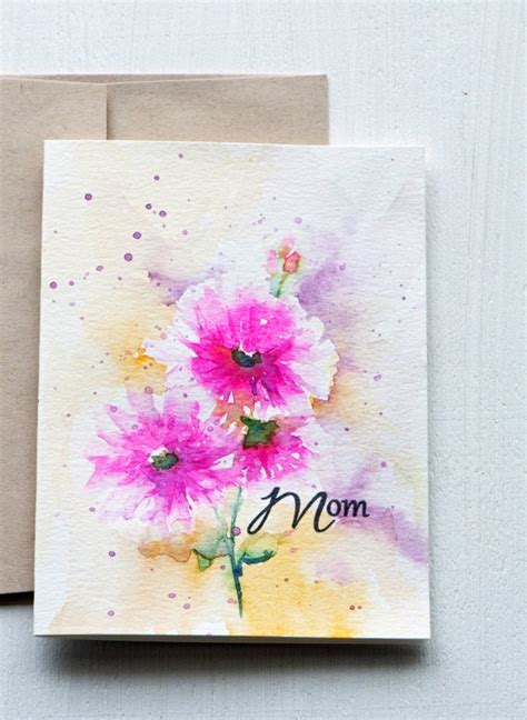 Watercolor Mother's Day card Unique Floral Hand Painted