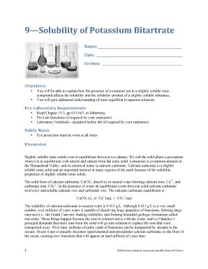 Fillable Online jmu 9 Solubility of Potassium Bitartrate Fax Email Print - pdfFiller