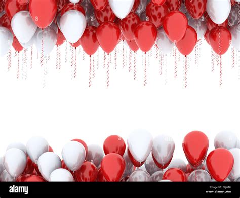 Red and white balloons in a row isolated on white background Stock Photo - Alamy