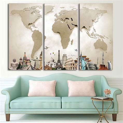 Vintage World Map 🌎 | Modern wall art canvas, Canvas art wall decor, World map painting