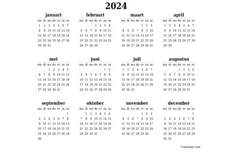 Gratis Kalender 2024 Afdrukken - Image to u