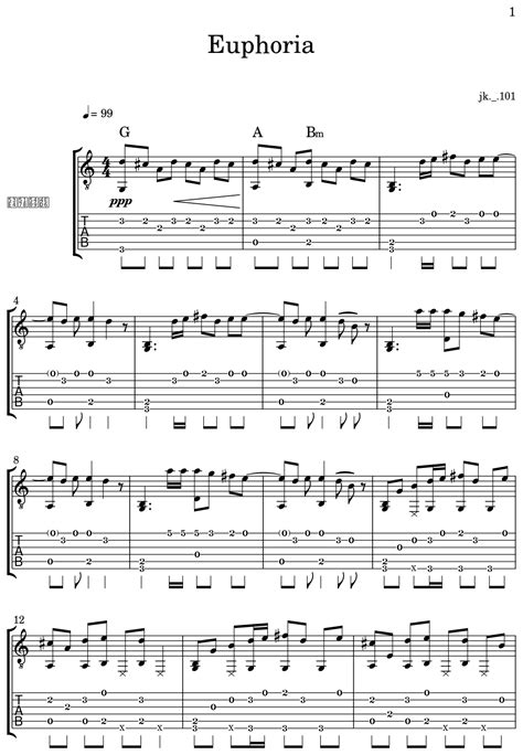 Euphoria - Sheet music for Classical Guitar